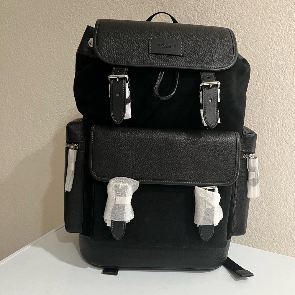 NWT Coach Men's Sprint Backpack In Leather/Gunmetal/Cognac Black